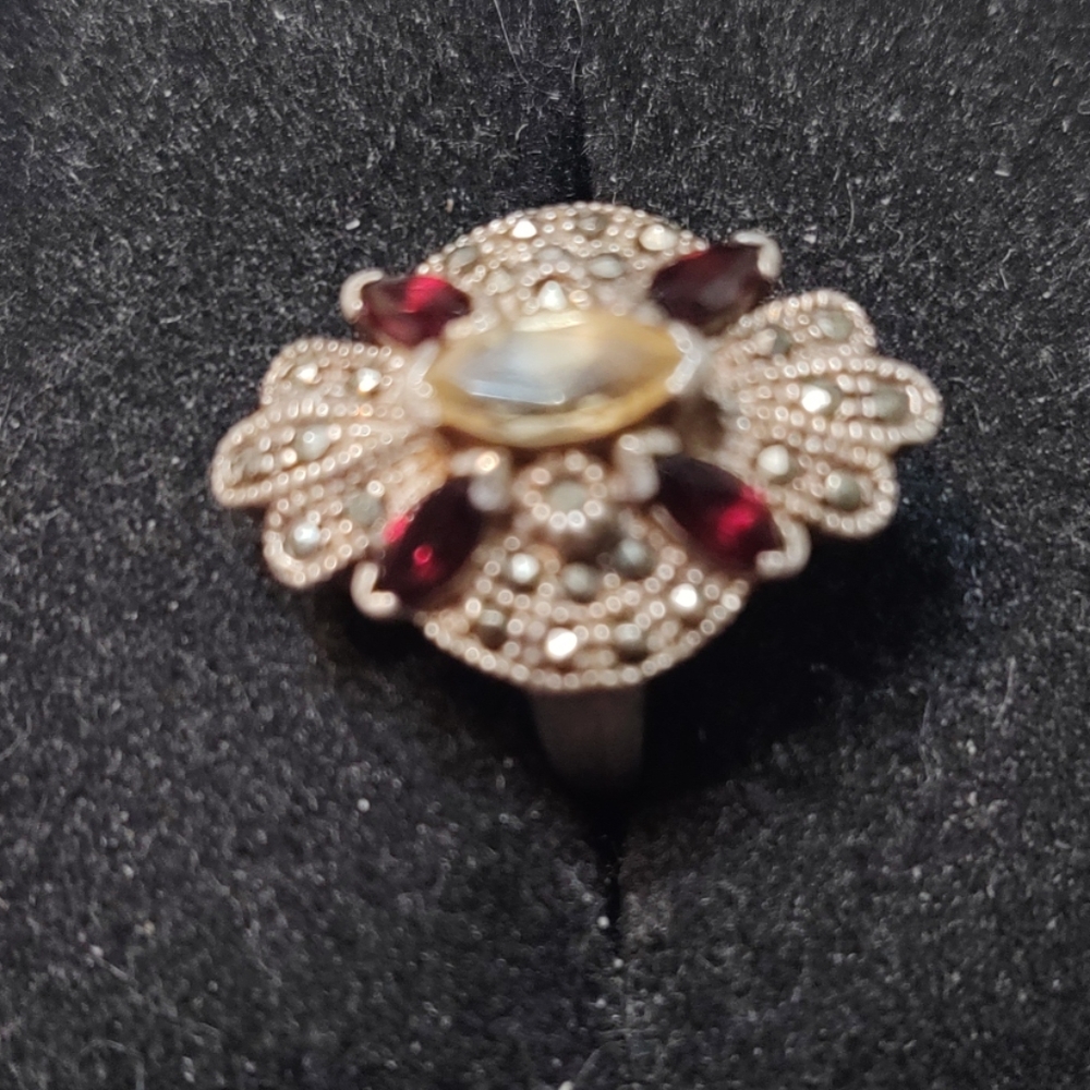 Sterling Silver Ring Withthree Different Gemstones - image 1